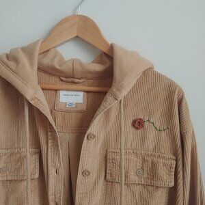 Upcycled one of a kind cotton corduroy cropped jacket brown mustard Medium